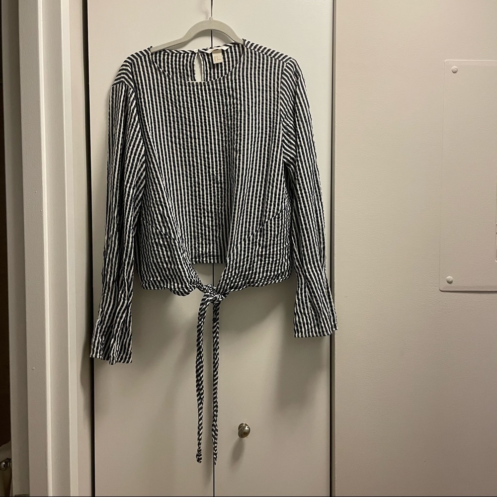 H&M Striped Tie Blouse